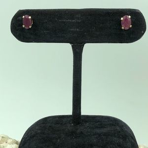 14KT Yellow Gold .86 Carat Ruby Stud Earrings